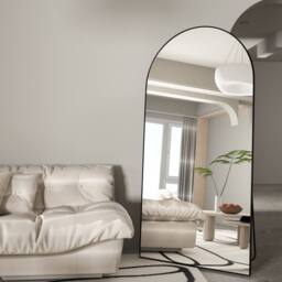 CASSILANDO Large 180cm Arch Black Floor Mirror 80cm Wide Standing/Hanging - Size: 180 cm x 80 cm x 1.4 cm - thumbnail 7