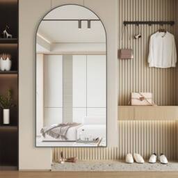 CASSILANDO Large 180cm Arch Black Floor Mirror 80cm Wide Standing/Hanging - Size: 180 cm x 80 cm x 1.4 cm - thumbnail 5