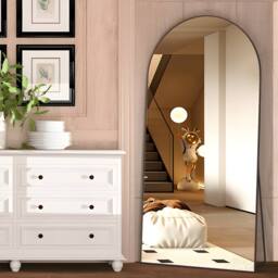 CASSILANDO Large 180cm Arch Black Floor Mirror 80cm Wide Standing/Hanging - Size: 180 cm x 80 cm x 1.4 cm - thumbnail 4