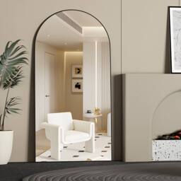 CASSILANDO Large 180cm Arch Black Floor Mirror 80cm Wide Standing/Hanging - Size: 180 cm x 80 cm x 1.4 cm - thumbnail 2