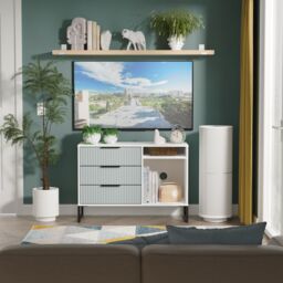 Ready Assembled 2 U Menai 3 Drawer TV Unit (Ready Assembled) in Duck Egg Blue - thumbnail 1