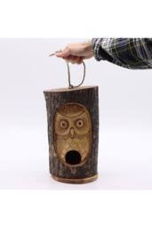 KDMD Tree Trunk Face - Bird House - Wise Owl in Brown - thumbnail 2