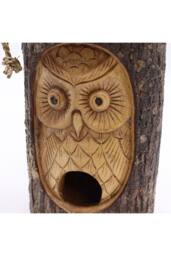 KDMD Tree Trunk Face - Bird House - Wise Owl in Brown - thumbnail 5