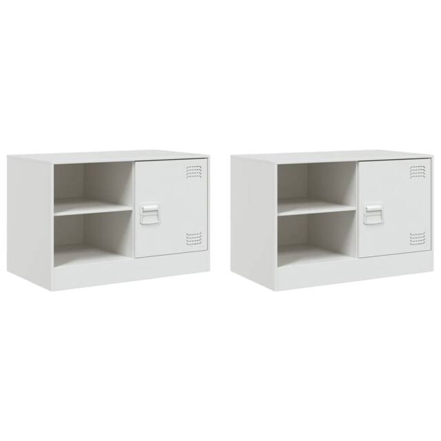 Berkfield Home TV Cabinets 2 pcs White 67x39x44 cm Steel - Size: 67 x 39 x 44 cm - image 1