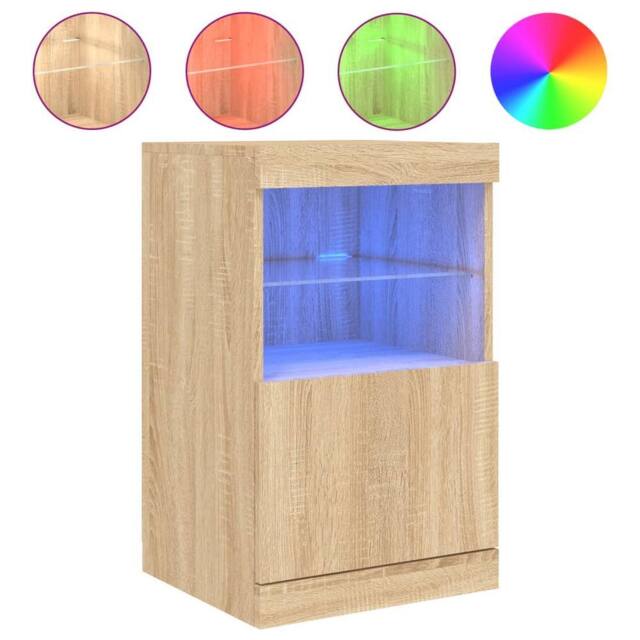 Berkfield Home Sideboard with LED Lights Sonoma Oak 41x37x67 cm in Brown - Size: 41 x 37 x 67 cm - image 1