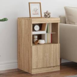 Berkfield Home Sideboard with LED Lights Sonoma Oak 41x37x67 cm in Brown - Size: 41 x 37 x 67 cm - thumbnail 2