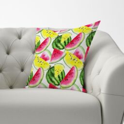 Warren Reed - Designer Colourful Melon Pattern Cushions in Yellow - Size: 45 cm x 45 cm - thumbnail 2
