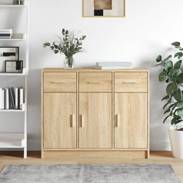 Berkfield Home Sideboard Sonoma Oak 91x28x75 cm Engineered Wood in Brown - Size: 91 x 28 x 75 cm - image 1