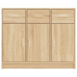 Berkfield Home Sideboard Sonoma Oak 91x28x75 cm Engineered Wood in Brown - Size: 91 x 28 x 75 cm - thumbnail 5