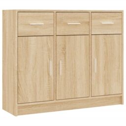 Berkfield Home Sideboard Sonoma Oak 91x28x75 cm Engineered Wood in Brown - Size: 91 x 28 x 75 cm - thumbnail 2