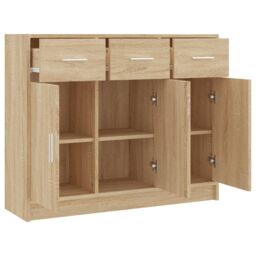 Berkfield Home Sideboard Sonoma Oak 91x28x75 cm Engineered Wood in Brown - Size: 91 x 28 x 75 cm - thumbnail 6