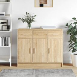 Berkfield Home Sideboard Sonoma Oak 91x28x75 cm Engineered Wood in Brown - Size: 91 x 28 x 75 cm - thumbnail 1