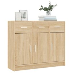 Berkfield Home Sideboard Sonoma Oak 91x28x75 cm Engineered Wood in Brown - Size: 91 x 28 x 75 cm - thumbnail 3
