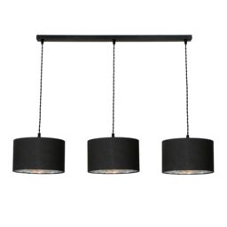 ValueLights Reni Metallic Drum Shade 3 Drop Bar Black Diner Ceiling Pendant Light in Silver - thumbnail 2