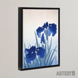 "Artery8 Blue Iris Flowers Floral Japanese Framed Canvas Wall Art Print Koson - Size: W12"" x H16""" - thumbnail 2
