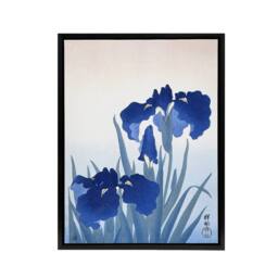 "Artery8 Blue Iris Flowers Floral Japanese Framed Canvas Wall Art Print Koson - Size: W12"" x H16""" - thumbnail 1