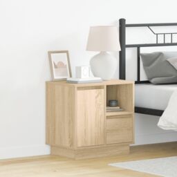 Berkfield Home Bedside Cabinet with LED Sonoma Oak 50x34, 5x50 cm in Brown - thumbnail 1