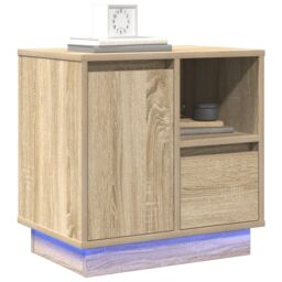 Berkfield Home Bedside Cabinet with LED Sonoma Oak 50x34, 5x50 cm in Brown - thumbnail 3