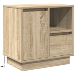 Berkfield Home Bedside Cabinet with LED Sonoma Oak 50x34, 5x50 cm in Brown - thumbnail 2