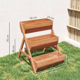EONLION Brown-3 Tier Raised Garden Bed Wooden Elevated Planter in Brown - Size: 100g - thumbnail 2