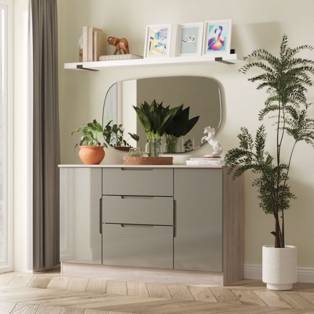 Ready Assembled 2 U Lucca 2 Door 3 Drawer Sideboard (Ready Assembled) in Grey - image 1