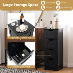 Gymax Bathroom Storage Cabinet Freestanding Storage Organizer Side Table in Black - thumbnail 5
