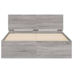 Berkfield Home Bed Frame with Headboard & LED Grey Sonoma 120x190 cm Small Double - thumbnail 7