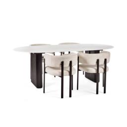 Cheshire Premium Belluno 220cm White Stone Effect Oval Dining Table - thumbnail 7