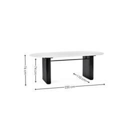 Cheshire Premium Belluno 220cm White Stone Effect Oval Dining Table - thumbnail 5