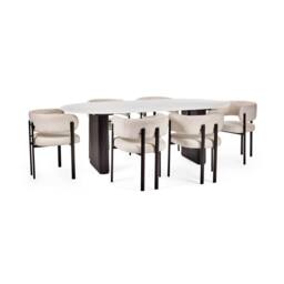 Cheshire Premium Belluno 220cm White Stone Effect Oval Dining Table - thumbnail 6