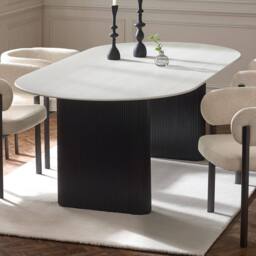 Cheshire Premium Belluno 220cm White Stone Effect Oval Dining Table - thumbnail 2