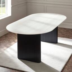 Cheshire Premium Belluno 220cm White Stone Effect Oval Dining Table - thumbnail 3