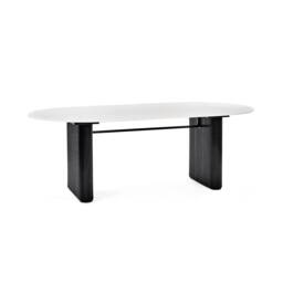 Cheshire Premium Belluno 220cm White Stone Effect Oval Dining Table - thumbnail 1