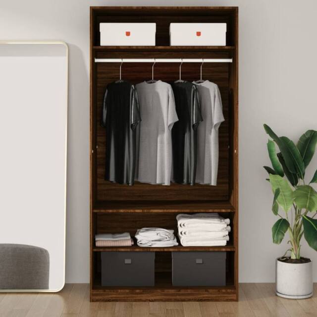 Berkfield Home Wardrobe Brown Oak 100x50x200 cm Engineered Wood - Size: 100 x 50 x 200 cm - image 1