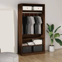 Berkfield Home Wardrobe Brown Oak 100x50x200 cm Engineered Wood - Size: 100 x 50 x 200 cm - thumbnail 2