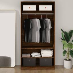 Berkfield Home Wardrobe Brown Oak 100x50x200 cm Engineered Wood - Size: 100 x 50 x 200 cm - thumbnail 1