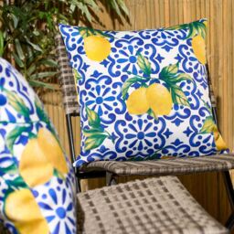 OHS 4 Pack Lemon Abstract Water Resistant Outdoor Filled Cushions Garden in Blue - Size: 45 cm x 45 cm - thumbnail 2