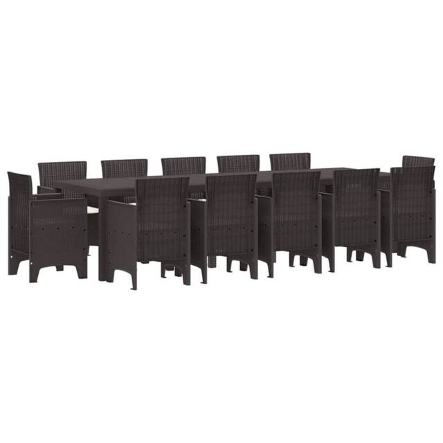 Berkfield Home 13 Piece Garden Dining Set with Cushions Brown Poly Rattan - image 1