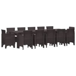 Berkfield Home 13 Piece Garden Dining Set with Cushions Brown Poly Rattan - thumbnail 1