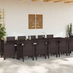 Berkfield Home 13 Piece Garden Dining Set with Cushions Brown Poly Rattan - thumbnail 3