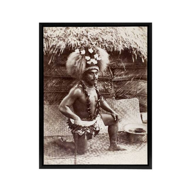 "Artery8 Burton Brothers Malietoa High Chief Mulianga Framed Canvas Art Print in Brown - Size: W12"" x H16""" - image 1