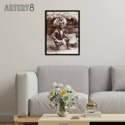 "Artery8 Burton Brothers Malietoa High Chief Mulianga Framed Canvas Art Print in Brown - Size: W12"" x H16""" - thumbnail 3