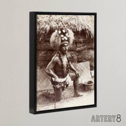 "Artery8 Burton Brothers Malietoa High Chief Mulianga Framed Canvas Art Print in Brown - Size: W12"" x H16""" - thumbnail 2