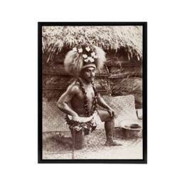 "Artery8 Burton Brothers Malietoa High Chief Mulianga Framed Canvas Art Print in Brown - Size: W12"" x H16""" - thumbnail 1