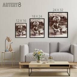 "Artery8 Burton Brothers Malietoa High Chief Mulianga Framed Canvas Art Print in Brown - Size: W12"" x H16""" - thumbnail 4