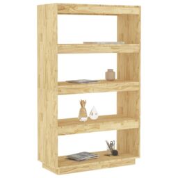 Berkfield Home Book Cabinet/Room Divider 80x35x135 cm Solid Pinewood in Brown - Size: 80 x 35 x 135 cm - thumbnail 4