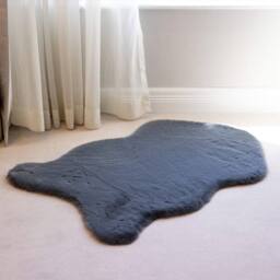 Voltico Super Soft Faux Fur Rug - Luxury Accent Rug for Bedroom & Lounge in Charcoal - Size: 100 cm x 110 cm - thumbnail 1