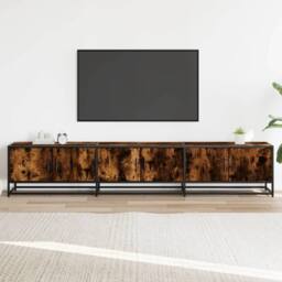 Berkfield Home TV Cabinet Smoked Oak 210x35x41 cm Engineered Wood in Brown - Size: 210 x 35 x 41 cm - thumbnail 3