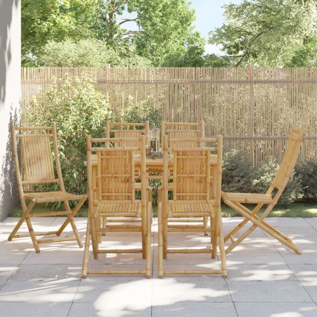 Berkfield Home Folding Garden Chairs 6 pcs 46x66x99 cm Bamboo in Brown - Size: 46 x 66 x 99 cm - image 1