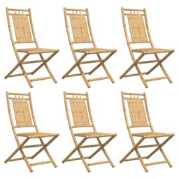 Berkfield Home Folding Garden Chairs 6 pcs 46x66x99 cm Bamboo in Brown - Size: 46 x 66 x 99 cm - thumbnail 4
